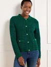 Talbots Plus Size - Chenille Crewneck Cardigan Sweater - Metallic Plaid - Highland Green - 3x
