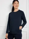 Talbots Plus Size - Classic French Terry Crewneck Sweater Pullover - Blue - 2x