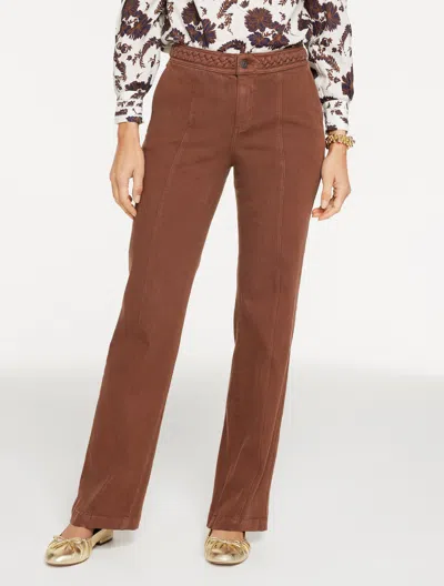 Talbots Plus Size - Classic Jean Trousers - Braided Waist - Dark Walnut - 22  In Brown