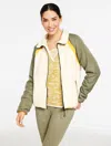 Talbots Plus Size - Colorblock Sherpa Jacket - Ivory - 2x  In Green