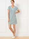 Talbots Plus Size - Contrast Trim V-neck T-shirt Dress - White/heritage Green - 1x  In White,heritage Green