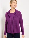 Talbots Plus Petite - Coolmaxâ® Full Zip Sweater Jacket - Mulberry Wine - 2x  In Mulberry Wine