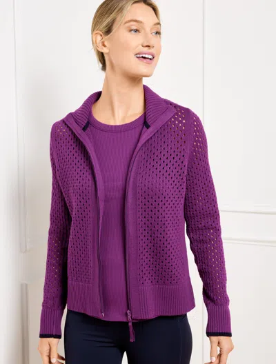 Talbots Plus Petite - Coolmaxâ® Full Zip Sweater Jacket - Mulberry Wine - 2x