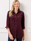 Talbots Misses - Corduroy Boyfriend Shirt - Rich Burgundy - Large - 100% Cotton