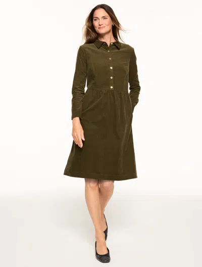 Talbots Plus Size - Corduroy Shirtdress - Oak Moss - 20 - 100% Cotton  In Green