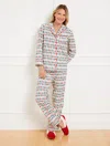 Talbots Plus Size - Cotton Flannel Sleep Set - Festive Tree - Ivory - 3x  In Ivory
