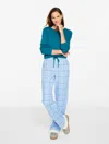 Talbots Plus Size - Cotton Sleep Set - Cozy Plaid - Vista Blue - 3x  In Blue