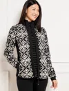 Talbots Plus Size - Cozy Fleeceback Jacket - Snowflake - Black/ivory - 3x  In Black,ivory