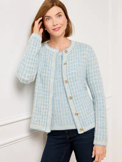 Talbots Misses - Crewneck Sweater - Sequin Plaid - Blue Hydrangea/ivory ...