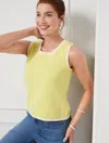 Talbots Plus Size - Crewneck Sweater Shell - Tipped - Citrus Honey/ivory - 2x  In Citrus Honey,ivory