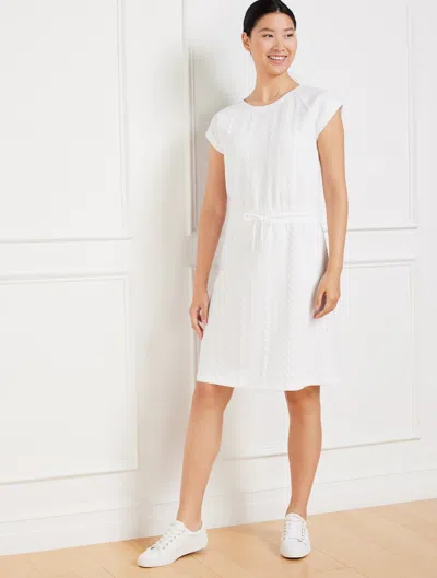 Talbots Plus Size - Crewneck T-shirt Dress - Cable Jacquard - White - 1x