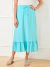 Talbots Plus Size - Crinkle Gauze Tiered Midi Skirt - Vivid Turquoise - 3x  In Vivid Turquoise