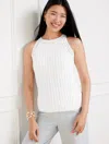 Talbots Plus Size - Crochet Trim Halter Sweater Tank Top - White - 3x