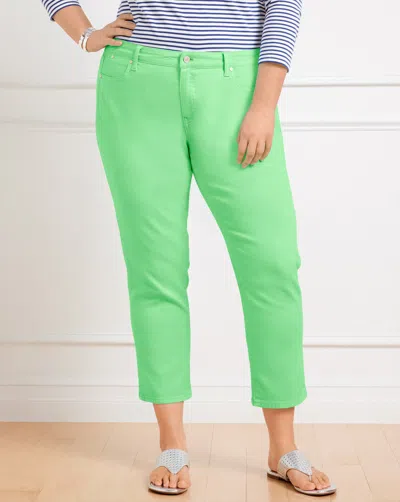 Talbots Plus Size - Crop Straight Leg Jeans - Pigment Wash - Bright Lime - 22