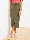 Talbots Plus Petite - Denim Midi Skirt - Burnt Olive - 18  In Burnt Olive