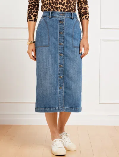 Talbots Plus Size - Denim Midi Skirt - Tidal Wash - 24