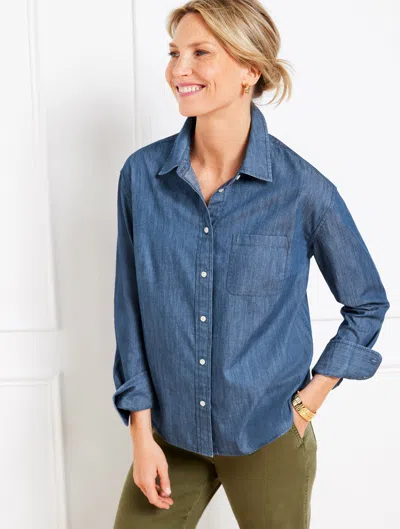 Talbots Plus Size - Denim Short Shirt - Medium Wash - Brilliant Blue - 2x