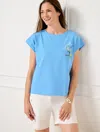 Talbots Plus Size - Dolman Crewneck T-shirt - Limoncello - Lakeside Blue - 2x