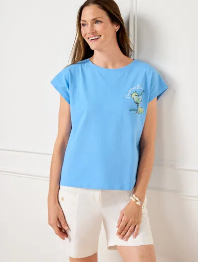 Talbots Plus Size - Dolman Crewneck T-shirt - Limoncello - Lakeside Blue - 2x