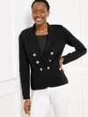 Talbots Petite - Double Breasted Sweater Jacket - Black - Large  In Black
