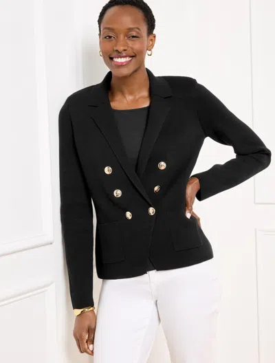 Talbots Petite - Double Breasted Sweater Jacket - Black - Large