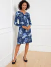 Talbots Plus Size - Effortless Jersey A-line Dress - Elegant Floral - Ink - X  In Ink