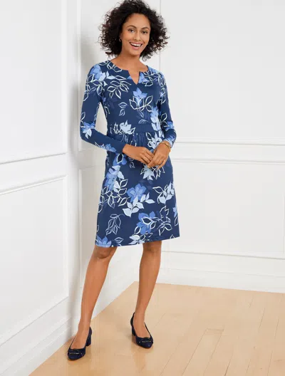 Talbots Plus Size - Effortless Jersey A-line Dress - Elegant Floral - Ink - X