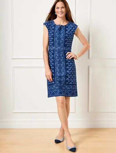 Talbots Plus Size - Effortless Jersey Batik Shift Dress - Ink/white - 18  In Ink,white