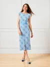 Talbots Plus Size - Effortless Jersey Midi Dress - Allure Medallion - Lakeside Blue/ivory - 22  In Lakeside Blue,ivory
