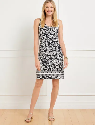 Talbots Plus Size - Effortless Jersey Shift Dress - Silhouette Palms - Black/ivory - 2x