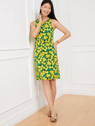 Talbots Plus Size - Effortless Jersey Sleeveless Shift Dress - Lemon Bunches - Ink - 1x