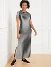 Talbots Plus Petite - Effortless Ultraknit Short Sleeve Maxi Dress - Crocus Stripe - Black/white - 2x Talbot In Black,white