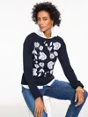 Talbots Plus Size - Embroidered Drop Shoulder Sweatshirt - Blue - 1x