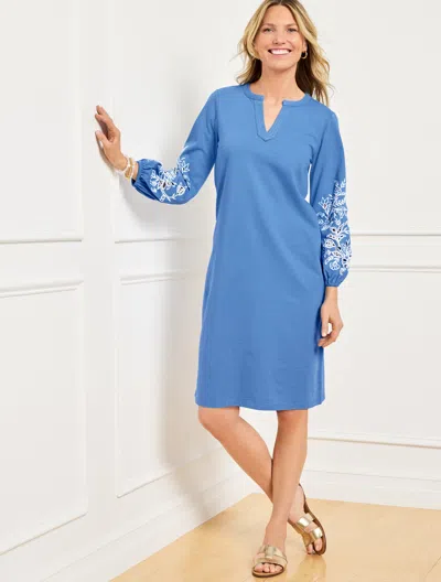 Talbots Plus Size - Embroidered Shift Dress - Blue Wave - 1x