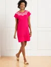 Talbots Plus Size - Embroidered Shift Dress - Bright Rose - X - 100% Cotton