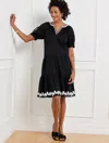 Talbots Plus Size - Embroidered Tiered Dress - Black - 2x - 100% Cotton