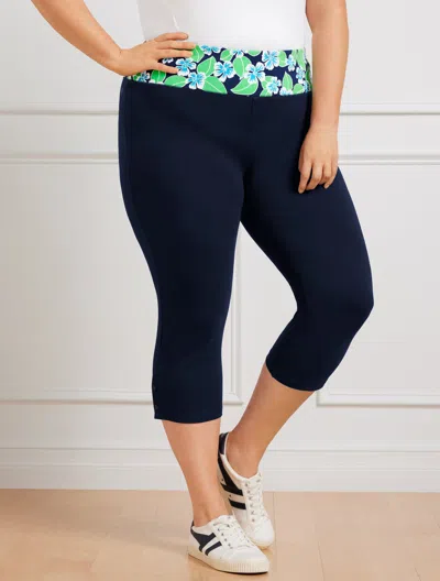 Talbots Plus Size - Everyday Stretch Pedal Pusher Pants Pants - Floral Fields - Blue - 2x