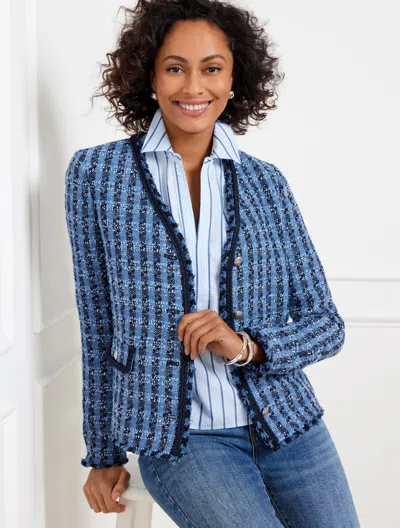 Talbots Exquisite Tweed Braid Trim Jacket - Navy Blue Dusk - 16