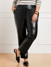 Talbots Plus Size - Faux Leather Straight Ankle Pants - Black - 24  In Black