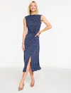 Talbots Plus Size - Fit & Flare Matte Jersey Dress - Ditsy Paisley - Ink - 22  In Blue