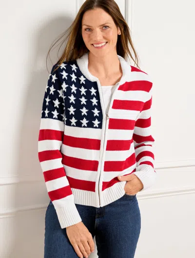 Talbots Plus Size - Flag Sweater Jacket - Red - 1x