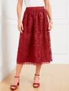 Talbots Plus Size - Floral Lace Fit & Flare Skirt - Sangria - 20  In Sangria