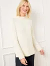 Talbots Plus Size - Funnel Neck Sweater - Ivory - 1x