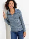 Talbots Plus Size - Half-zip Pullover Sweater - Speckled Space Dye - Navy Blue Dusk/ivory - 3x  In Navy Blue Dusk,ivory
