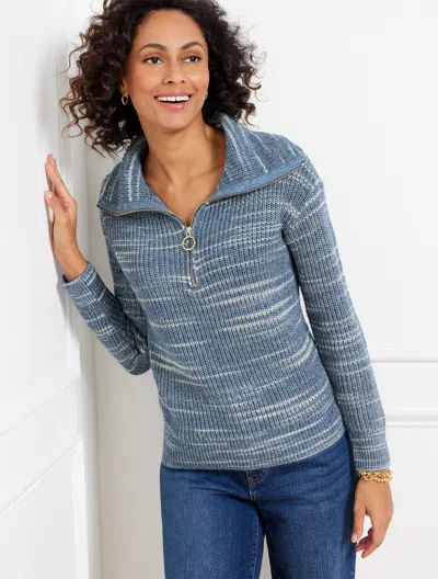 Talbots Plus Size - Half-zip Pullover Sweater - Speckled Space Dye - Navy Blue Dusk/ivory - 3x  In Navy Blue Dusk,ivory