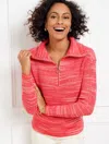 Talbots Plus Size - Half-zip Pullover Sweater - Speckled Space Dye - Pink Passion/ivory - 3x  In Pink Passion,ivory