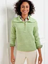 Talbots Plus Size - Half-zip Pullover Sweater - Speckled Space Dye - Pistachio Green/ivory - 3x  In Pistachio Green,ivory