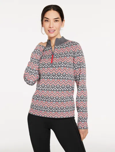 Talbots Plus Size - Half-zip Sweater - Nordic Fair Isle - Shadow Heather - 3x  In Multi
