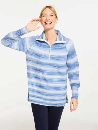 Talbots Plus Size - Half-zip Sweater - Ombrã© - Blue - 3x  In Multi
