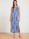 TALBOTS PLUS SIZE - HALTER MAXI DRESS - BICOLOR FLORAL - WHITE - 2X TALBOTS